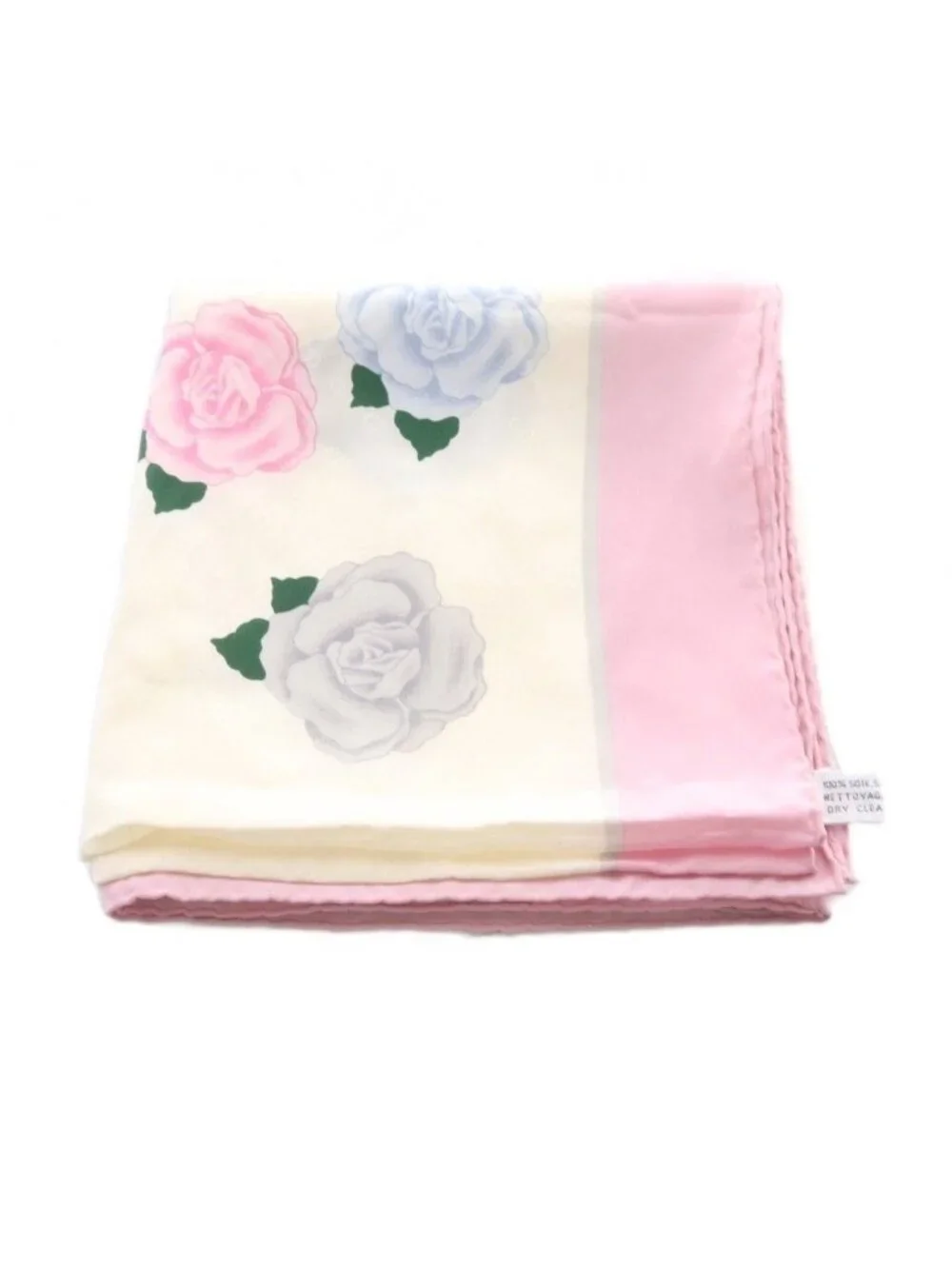 Dior Scarf Rose Pattern Silk Pink Ivory